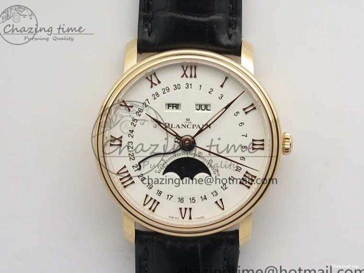 0309 Villeret 6651 RG ZF 1:1 Best Edition White Dial On Brown Leather Strap A Unique 8097